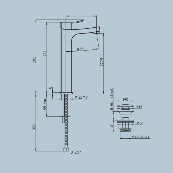 Miscelatore Lavabo Alto Serie Tank senza scarico - Jacuzzi - immagine 2