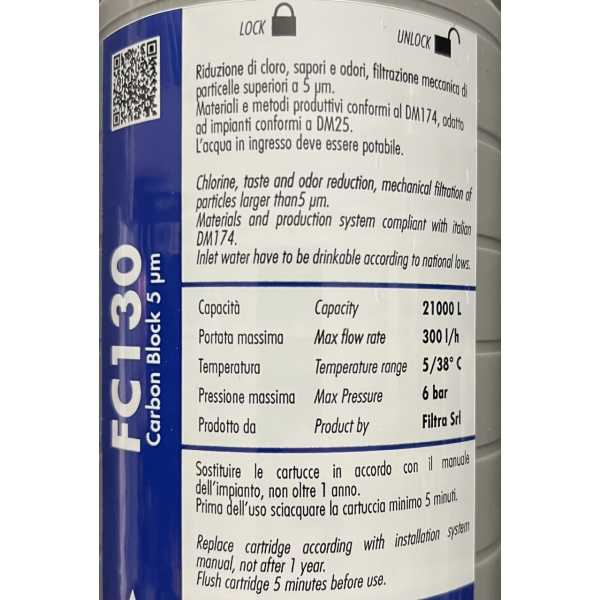 Fc130 Filtro Acqua Carbon Block Attacco Rapido Osmosi Inversa - immagine 2