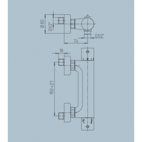 Miscelatore Doccia Esterno Termostatico Serie Sunset - Jacuzzi - immagine 2