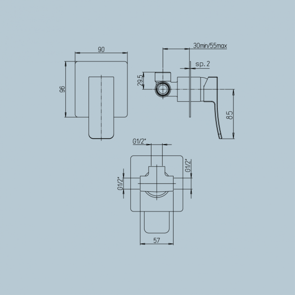 Miscelatore Doccia Incasso Serie Tank - Jacuzzi - immagine 2