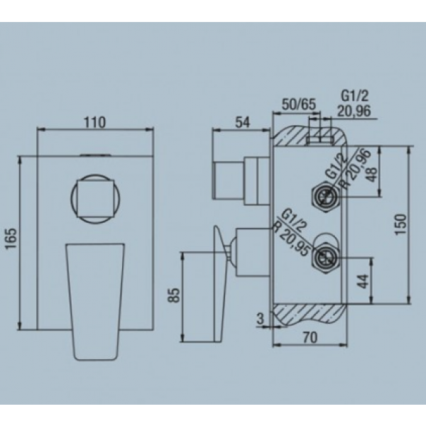 Miscelatore Doccia Incasso con Deviatore Serie Beam - Jacuzzi - immagine 2