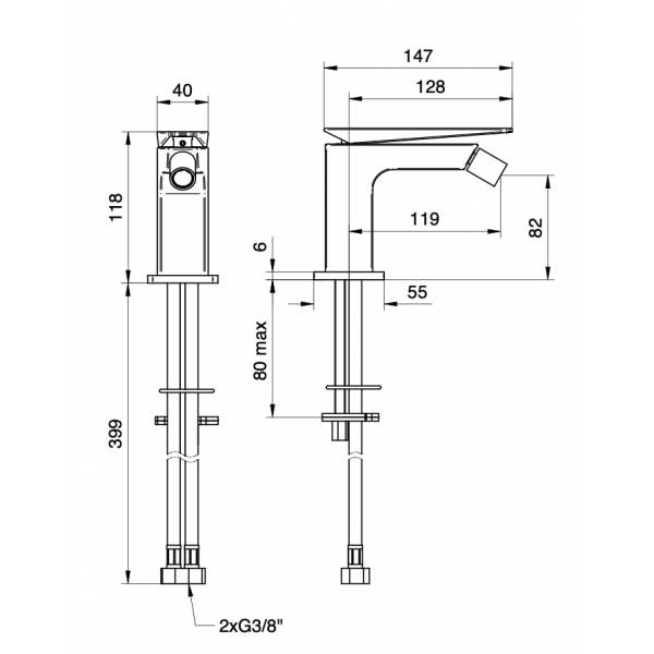 Miscelatore Monoforo Bidet Serie Beam - Jacuzzi - immagine 2