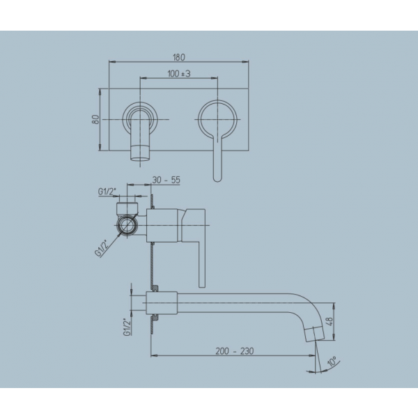 Miscelatore Lavabo a Muro Serie Sunset con Piastra - Jacuzzi - immagine 2