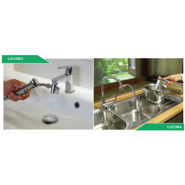 Deviatore in Ottone Crom. Universale X Rubinetto Lavabo / Cucina 1/2 con Riduzione - immagine 3