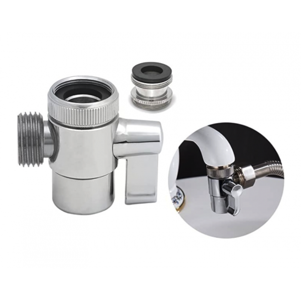 Deviatore in Ottone Crom. Universale X Rubinetto Lavabo / Cucina 1/2 con Riduzione