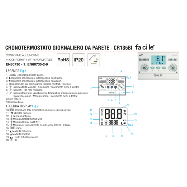 Cronotermostato Facile Giornaliero per Caldaia - Tecnoswitch - immagine 2