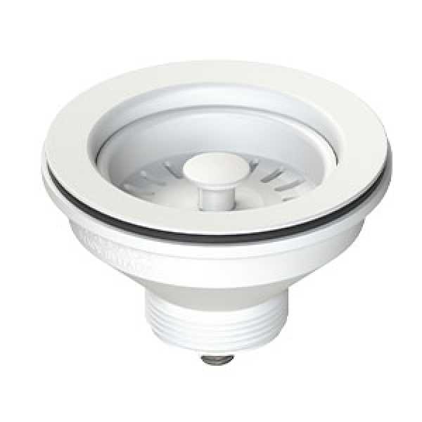 Piletta Basket Bianca Foro da 90 - mm114 per Lavello Cucina D. 11/2" con Cestello - Lb Plast