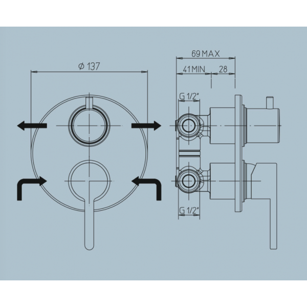 Miscelatore Doccia Incasso con Deviatore Serie Sunset - JACUZZI - immagine 2