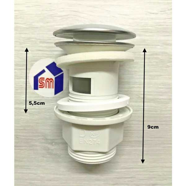 Piletta Scarico Click Clack 11/4" Con Troppo Pieno in Abs Per Lavabo Bidet - immagine 2