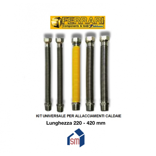 Kit Idraulico Universale per Sostituzione Caldaia a Muro con 5 Flessibili 22 - 42 cm - Ferrari