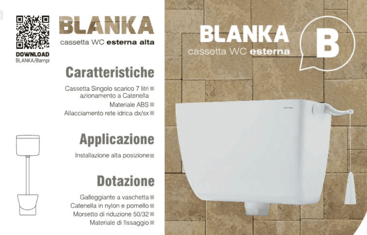 Cassetta alta di scarico acqua al wc in ceramica bianca da 10 lt universale  - Ceramiche De Paola