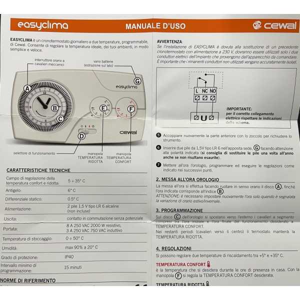 Cronotermostato New Easyclima a cavalieri Giornaliero per Caldaia - Cewal - immagine 2