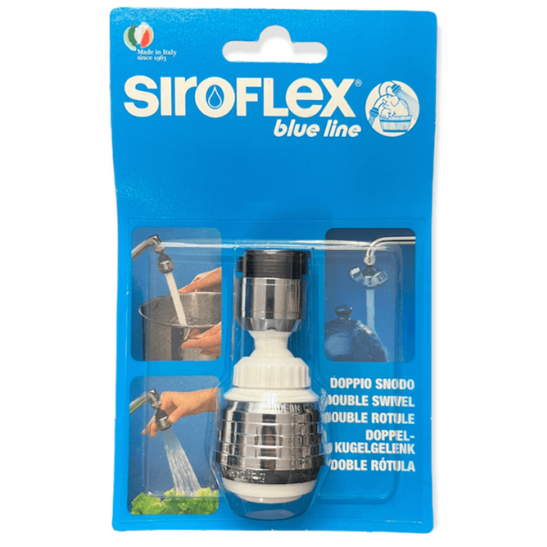 Rompigetto universale per rubinetto, con doppio snodo e funzione aereatore o doccetta - Siroflex