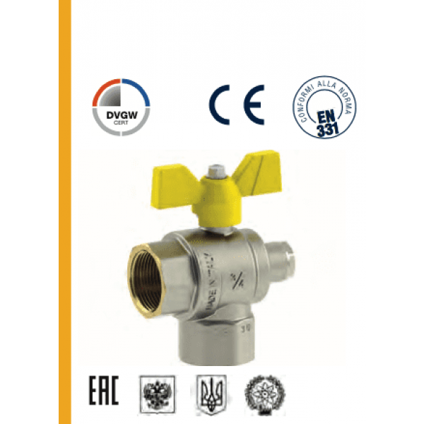 Valvola a sfera per gas a squadra FF 1" con presa di pressione - FIV - immagine 4