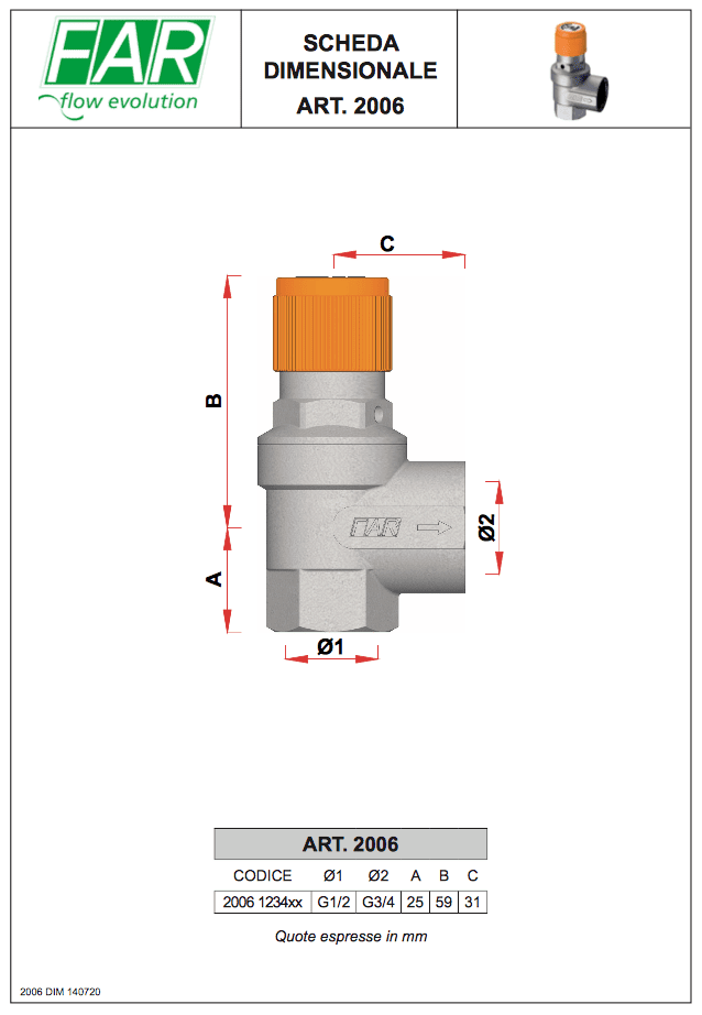 Miscelatore Termostatico per impianti Solari - FAR Art. 3953