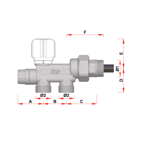 1420 Valvola monotubo termostatizzabile con attacco 3/4 m e sonda 12 mm- FAR - immagine 2
