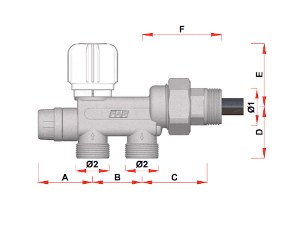 1420 Valvola monotubo termostatizzabile con attacco 3/4 m e sonda 12 mm- FAR  - IDROTERMSTORE