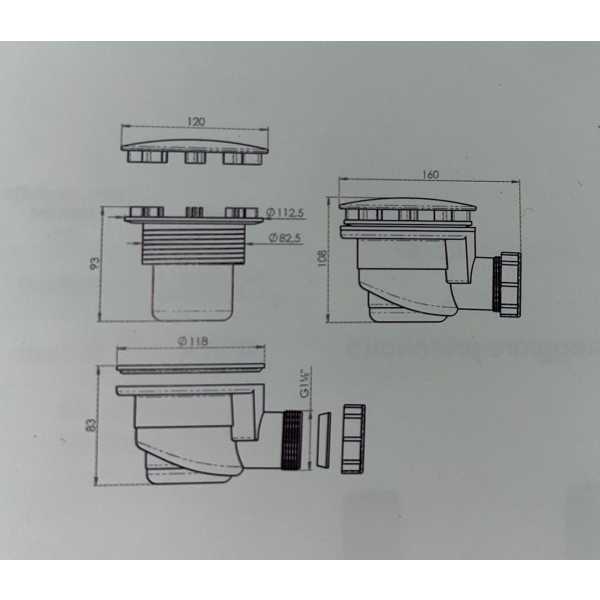 Sifone Piletta per piatto doccia con foro da 90 e coperchio inox 120 - Lb Plast - immagine 2