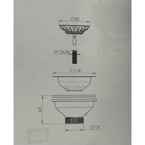 Piletta Basket Inox Foro da 90 - mm114 per Lavello Cucina D. 11/2" con Cestello - Lb Plast - immagine 2
