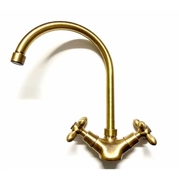 Rubinetto Cucina a Stella BRONZO Bocca Alta con Canna a Ponte Serie Melody - OIOLI RUBINETTERIE