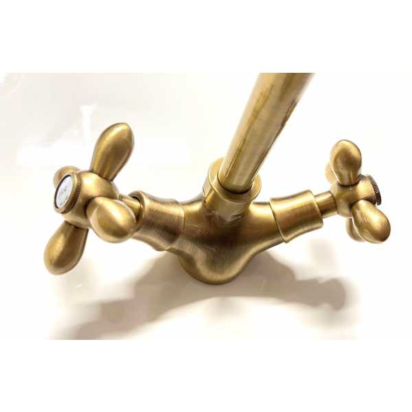 Rubinetto Cucina a Stella BRONZO Bocca Alta con Canna a Ponte Serie Melody - OIOLI RUBINETTERIE - immagine 2