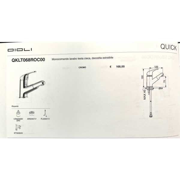 Miscelatore Lavabo con doccetta estraibile Serie Quick - OIOLI RUBINETTERIE - immagine 2