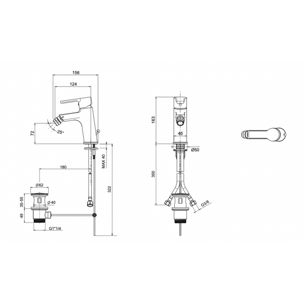 Miscelatore Bidet Serie Stile Con Piletta 11/4" - OIOLI RUBINETTERIE - immagine 2