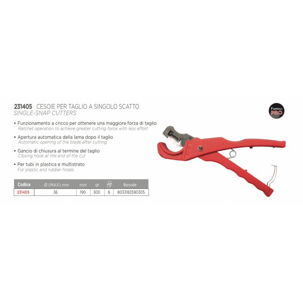 Tagliatubo Cesoia 3-36 mm per Tubi in Plastica Pvc Multistrato Alluminio - Fumasi - immagine 2