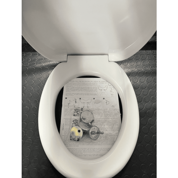 COPRIWATER PER WC UNIVERSALE TERMOINDURENTE BIANCO CON CERN. INOX - immagine 3