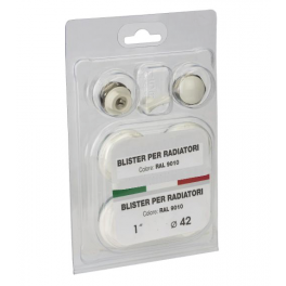 Kit in blister universale tappi per radiatore in alluminio 1" x 1/2 con valvolina di sfiato