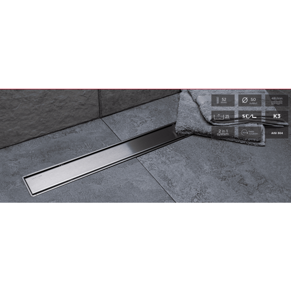 Canalina Doccia pavimento confluo compact line 65 cm acciaio - Pestan - immagine 2