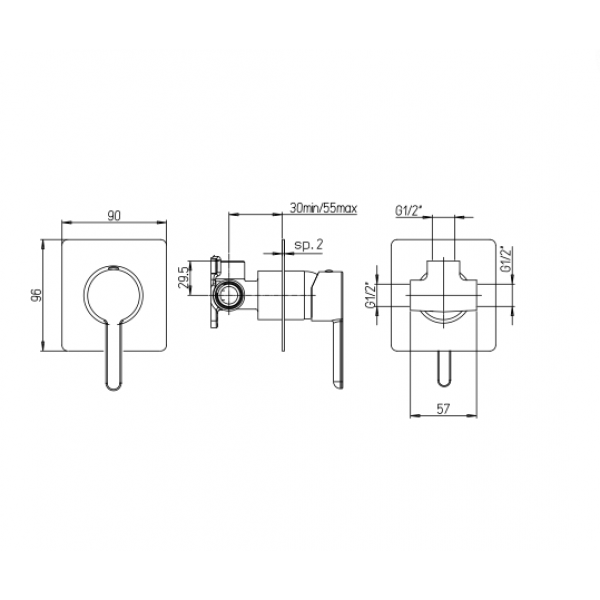 Miscelatore Doccia Incasso Serie Sunset - Jacuzzi - immagine 2