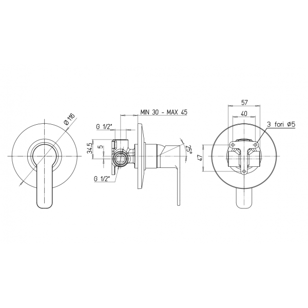 Miscelatore Doccia Incasso Serie Eolo - Jacuzzi - immagine 2