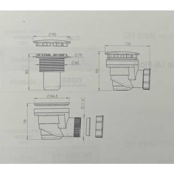 Sifone Piletta per piatto doccia con foro da 60 e coperchio inox 90 - Lb Plast - immagine 2