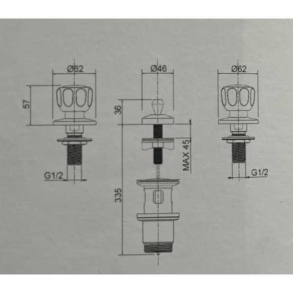 Batteria Bidet a tre fori mod. Esa con piletta - OIOLI RUBINETTERIE - immagine 2