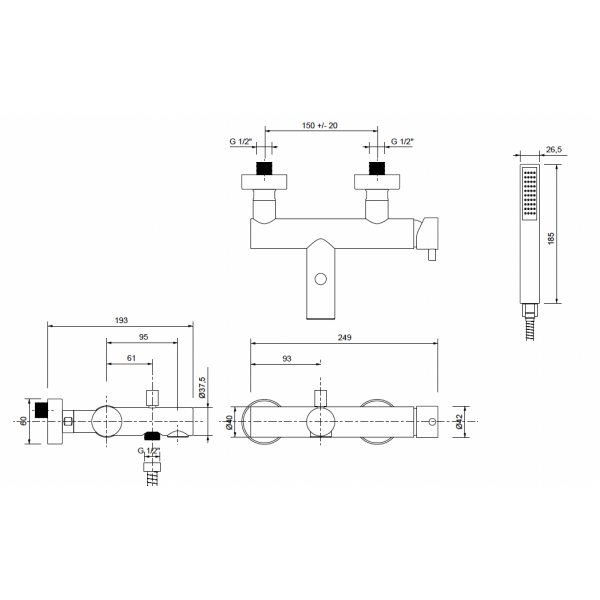 Miscelatore Vasca Serie Micro con Accessori - OIOLI RUBINETTERIE - immagine 2
