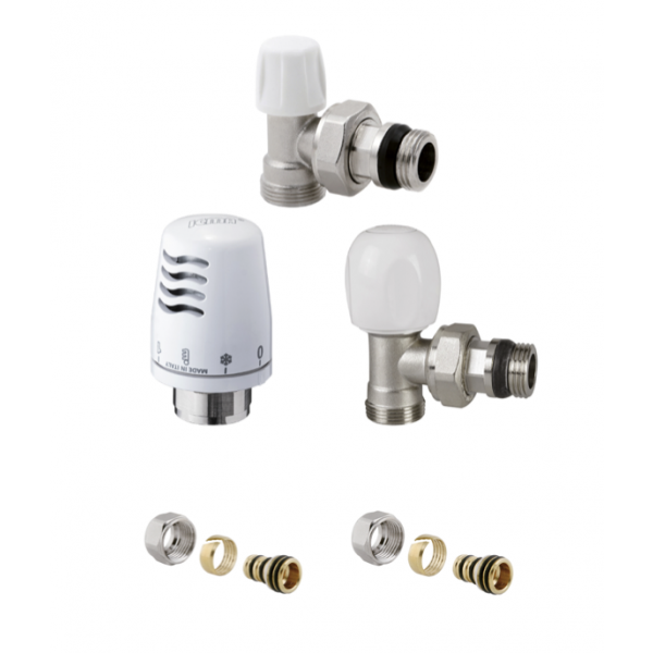 Kit Valvole 1/2 per radiatori con comando termostatico e adatt. multistrato 16x2 - ICMA