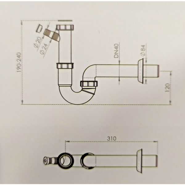 Sifone Autopulente a 1 Via 11/2" X 40 con Attacco Lavastoviglie - Lb Plast - immagine 2