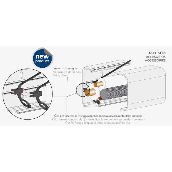 24 Metri (1 Confezione) Canalina 65 X 50 Clippy Barre da 2 Metri - Vecamco - immagine 3