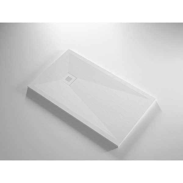 Piatto Doccia in marmoresina 100x80 con piletta e griglia bianca - immagine 3