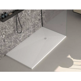 Piatto Doccia in marmoresina 120x80 con piletta e griglia bianca