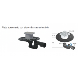 Piletta a pavimento con sifone ribassato e griglia inox 10x10 - BAMPI