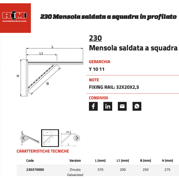 2 Pezzi Mensola a Muro 370 x 280 a squadra Zincata - RACCORDERIE METALLICHE - immagine 3