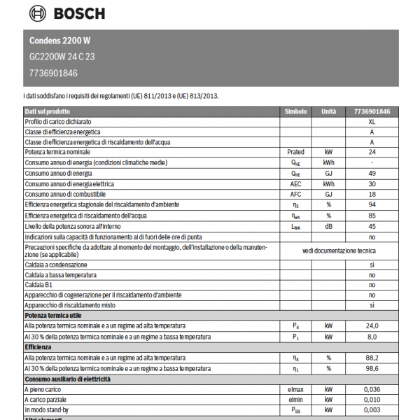 Caldaia a condensazione 2200 W 24C - BOSCH - immagine 3