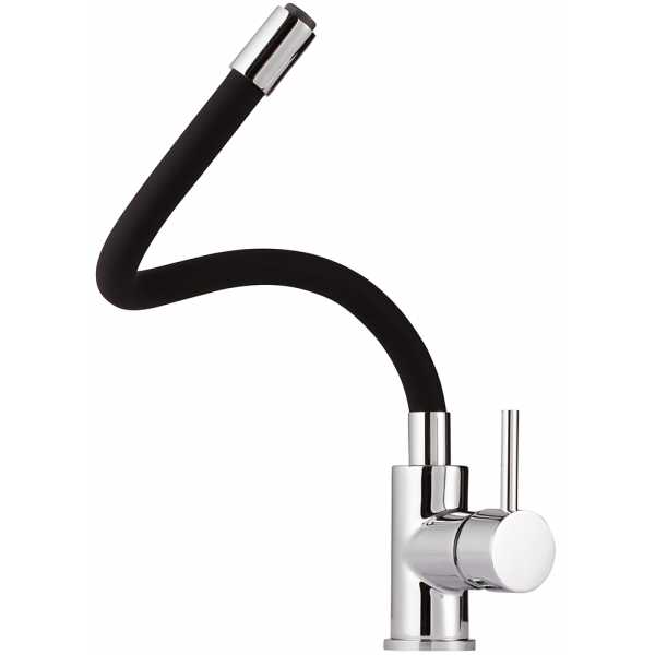 Miscelatore Lavello Cucina con canna flessibile nero - immagine 2