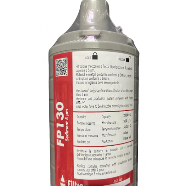 FP130 Filtro Acqua Cartuccia filtrante sedimenti 5 mcr Attacco Rapido Osmosi Inversa - immagine 2
