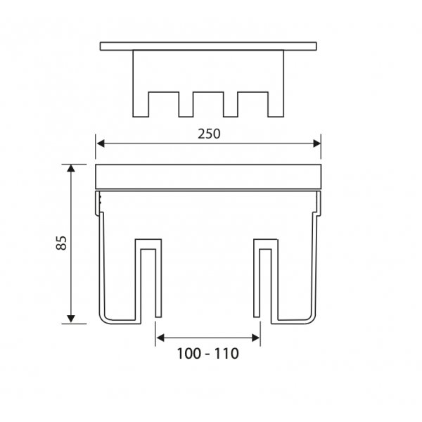 Chiusino Sifonato 250 x 250 mm Uscita verticale 100/110 - immagine 2