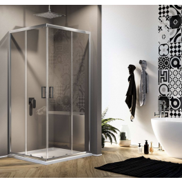 Box Doccia angolare 75x75 H.198 cm in alluminio e vetro temperato da 6mm - SMART