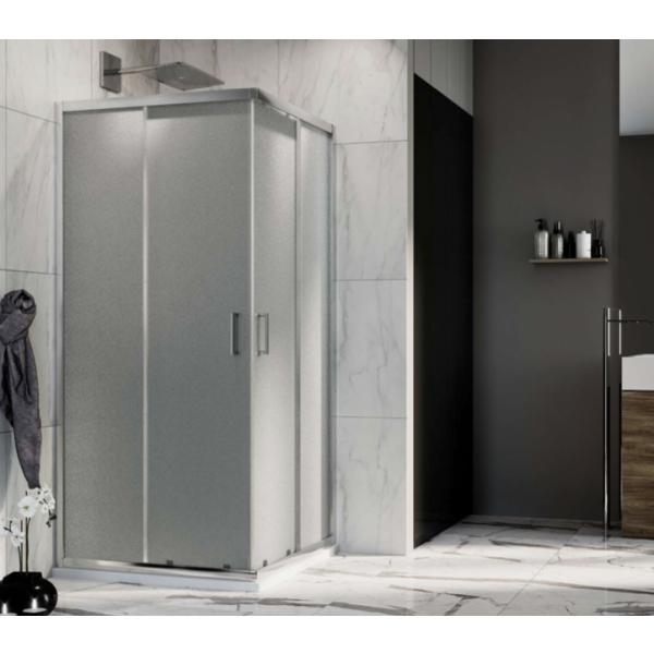 Box Doccia angolare 75x75 H.198 cm in alluminio e vetro temperato da 6mm - SMART - immagine 2