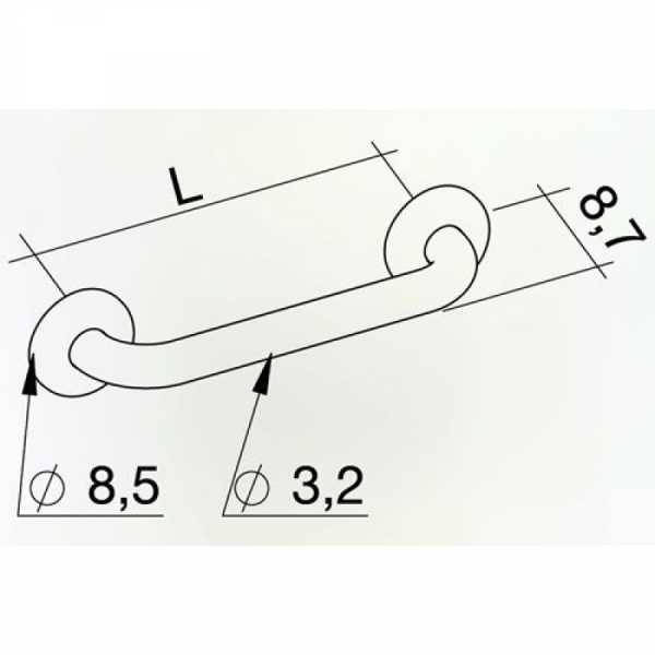 Maniglione per disabili in acciaio inox bianco (varie lunghezze) 30 45 60 80 cm - immagine 2